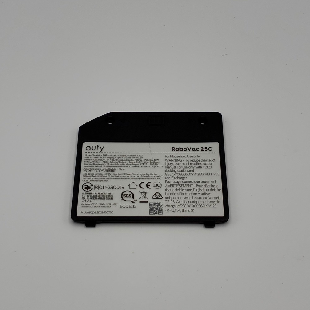 Eufy RoboVac 25C Battery Cover Door Replacement Black T2123 Part